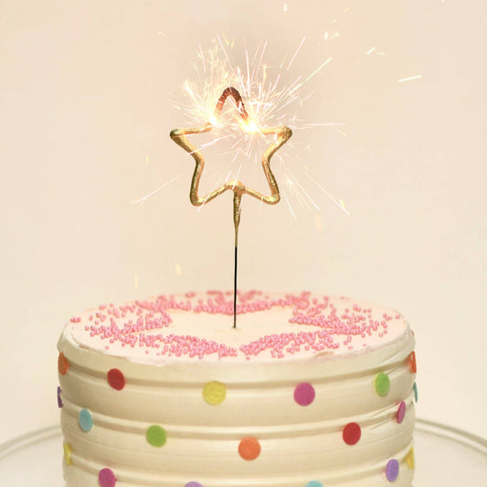 Big 8" Gold Star Sparkler Wand Card - "Happy Birthday"