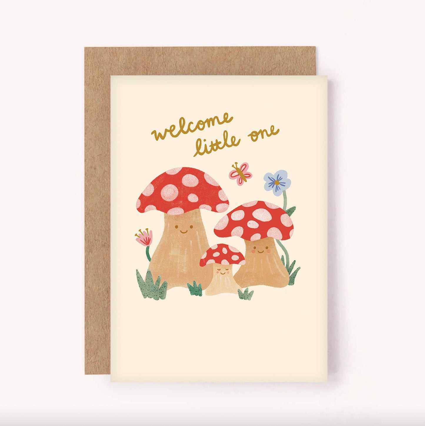 "Welcome Little One" Mushrooms - New Baby Greeting Card