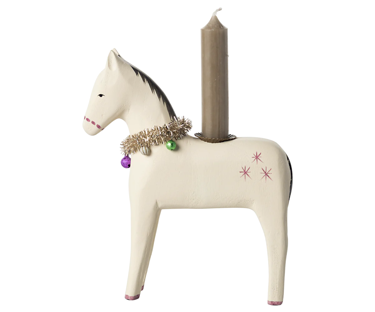 Wooden Candle Holder, Large Horse