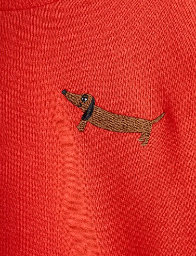 Dog Embroidered Sweatshirt - Red