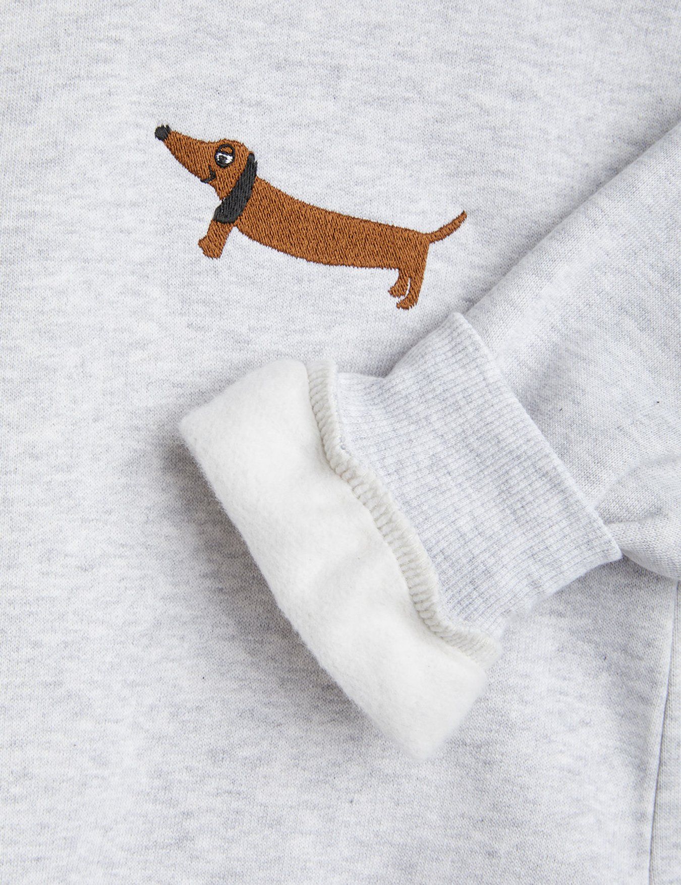 Dog Embroidered Sweatshirt - Grey Melange