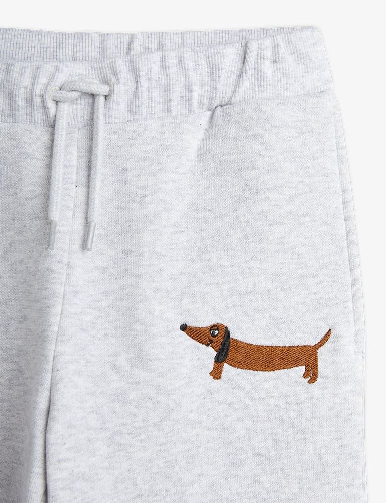 Dog Embroidered Sweatpants - Grey Melange