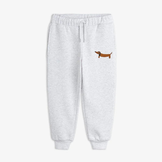 Dog Embroidered Sweatpants - Grey Melange