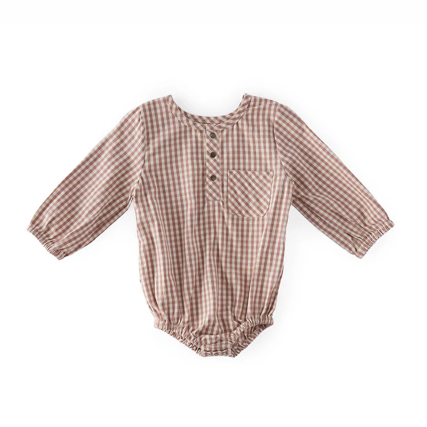 Gingham Long Sleeve One-Piece - Thistle