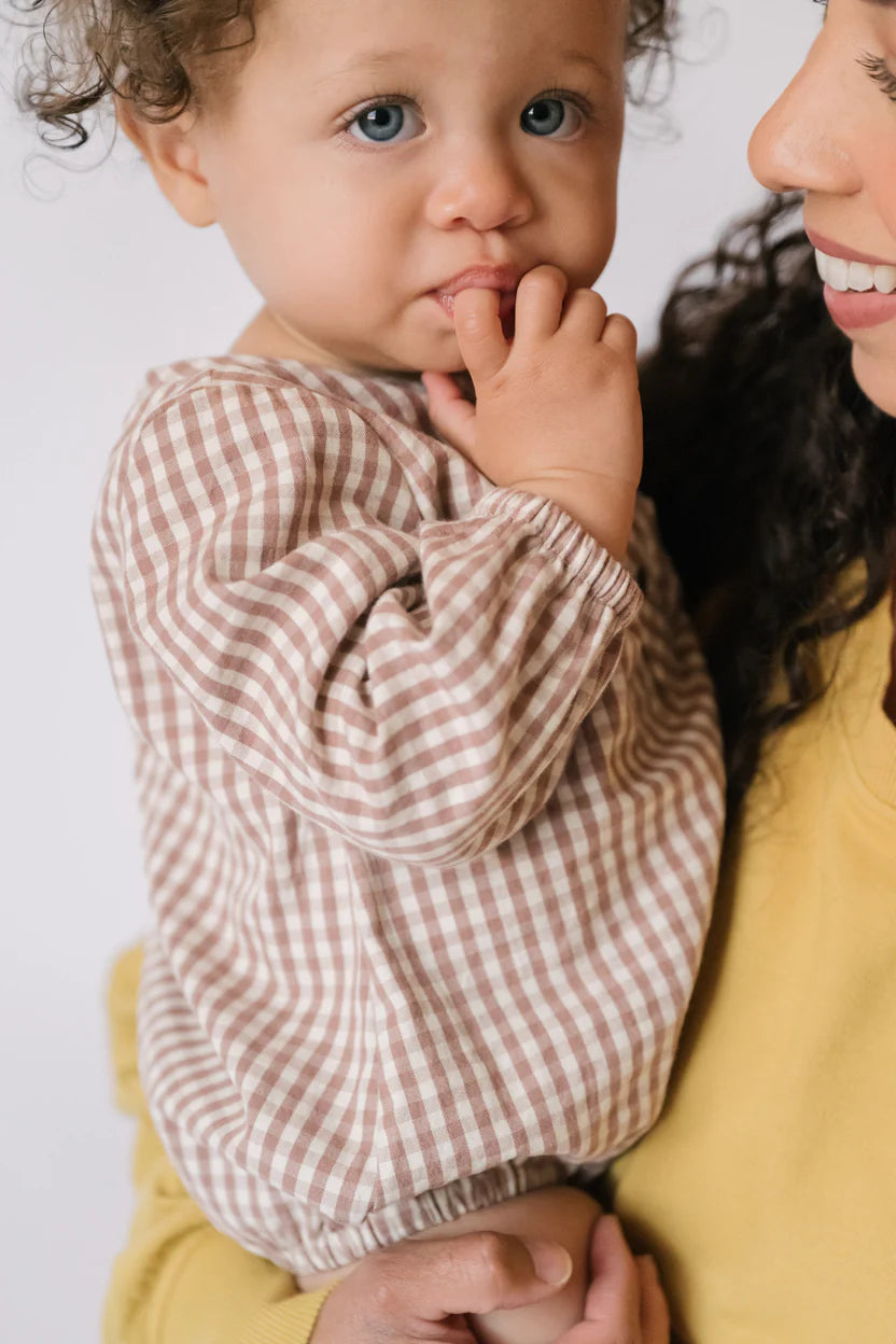 Gingham Long Sleeve One-Piece - Thistle