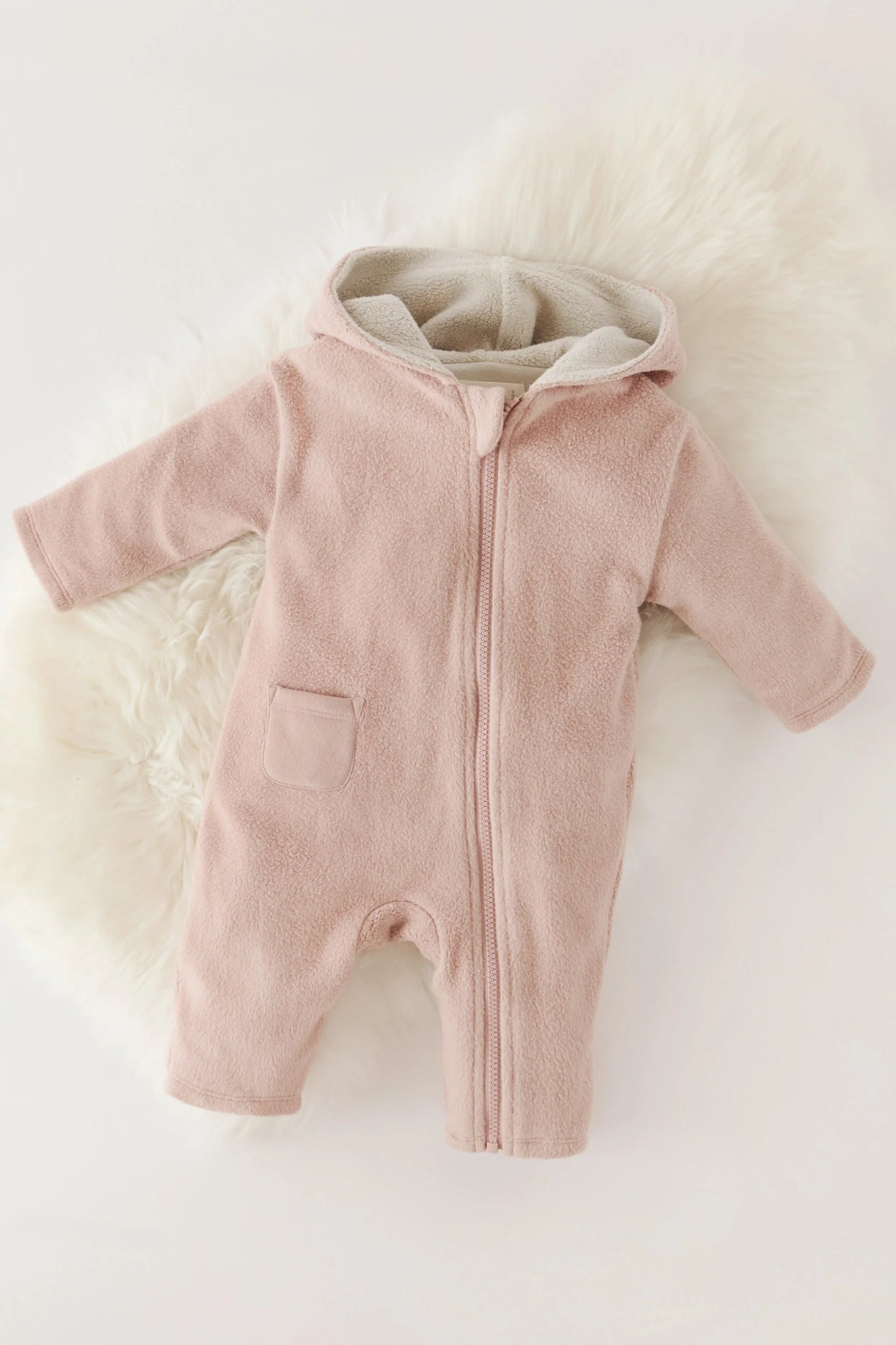 Teddy Fleece Baby Suit - Rose Pink