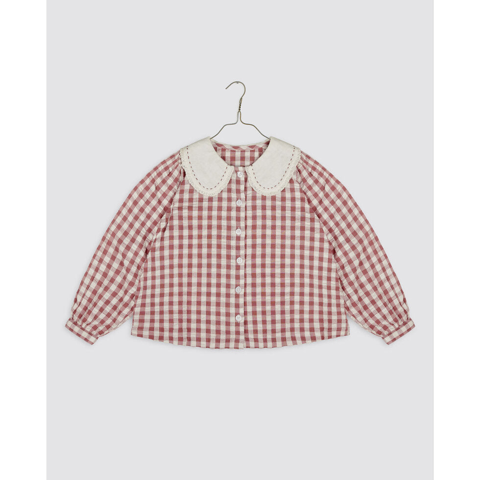 Smocked Catherine Blouse - Seersucker Gingham in Apple