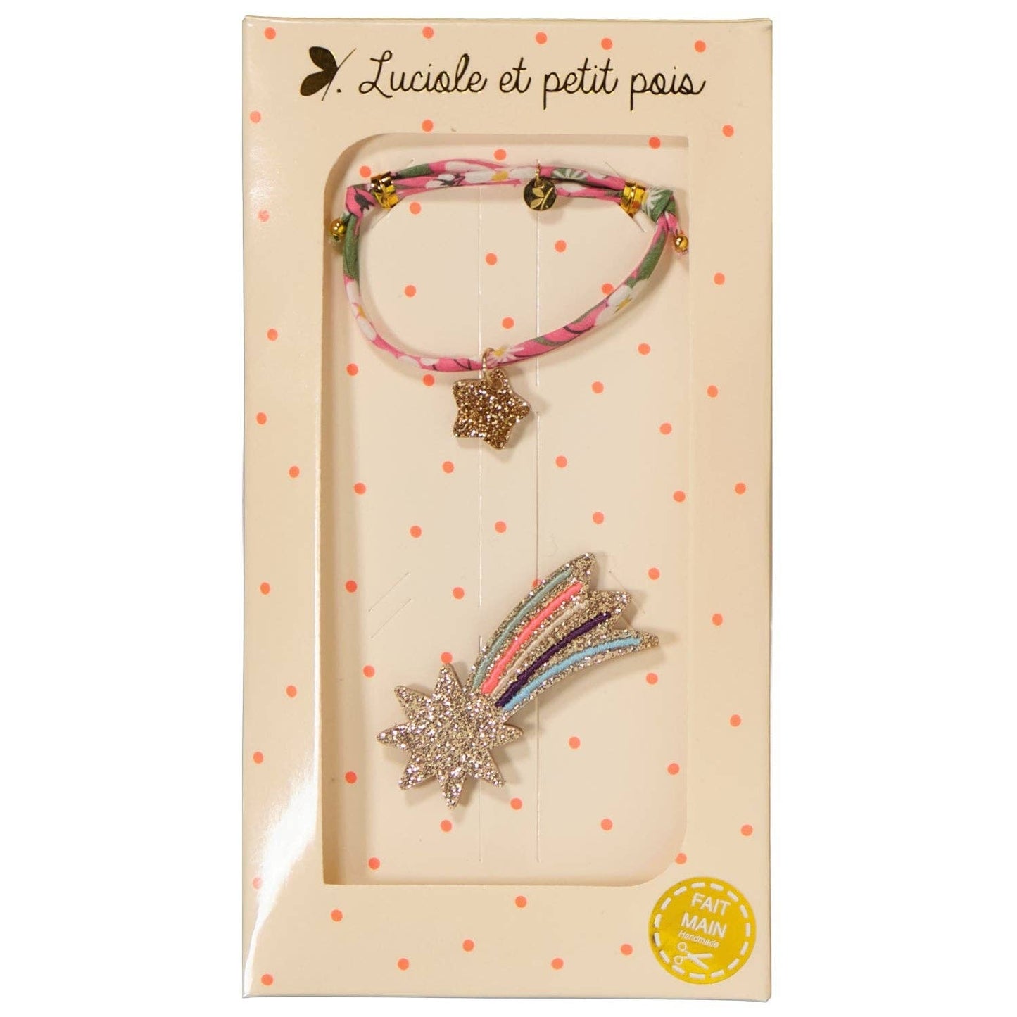 Gift box - Barrette & Bracelet - Pink shooting star