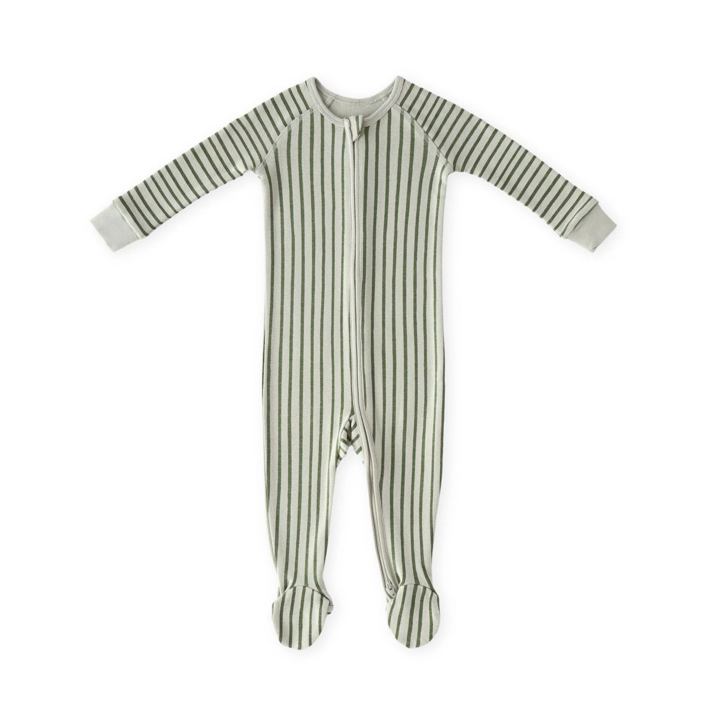 Ribbed Baby Sleeper - Stripes Away Evergreen