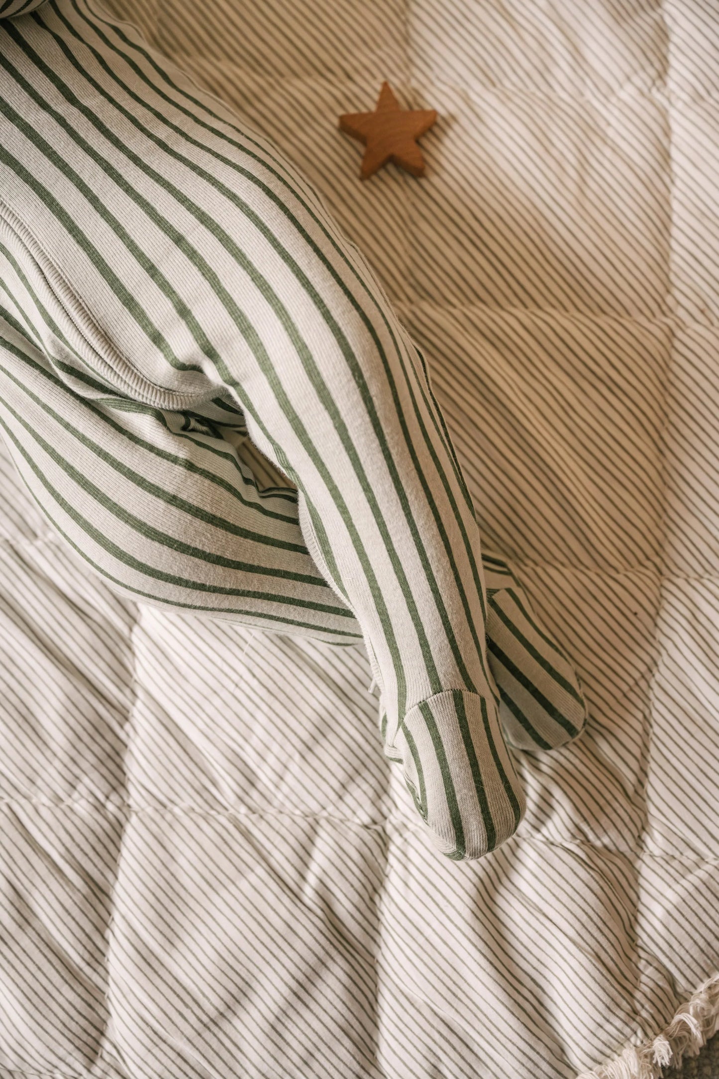 Ribbed Baby Sleeper - Stripes Away Evergreen