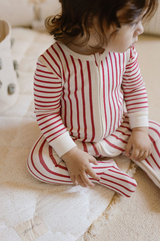 Ribbed Baby Sleeper - Stripes Away Berry