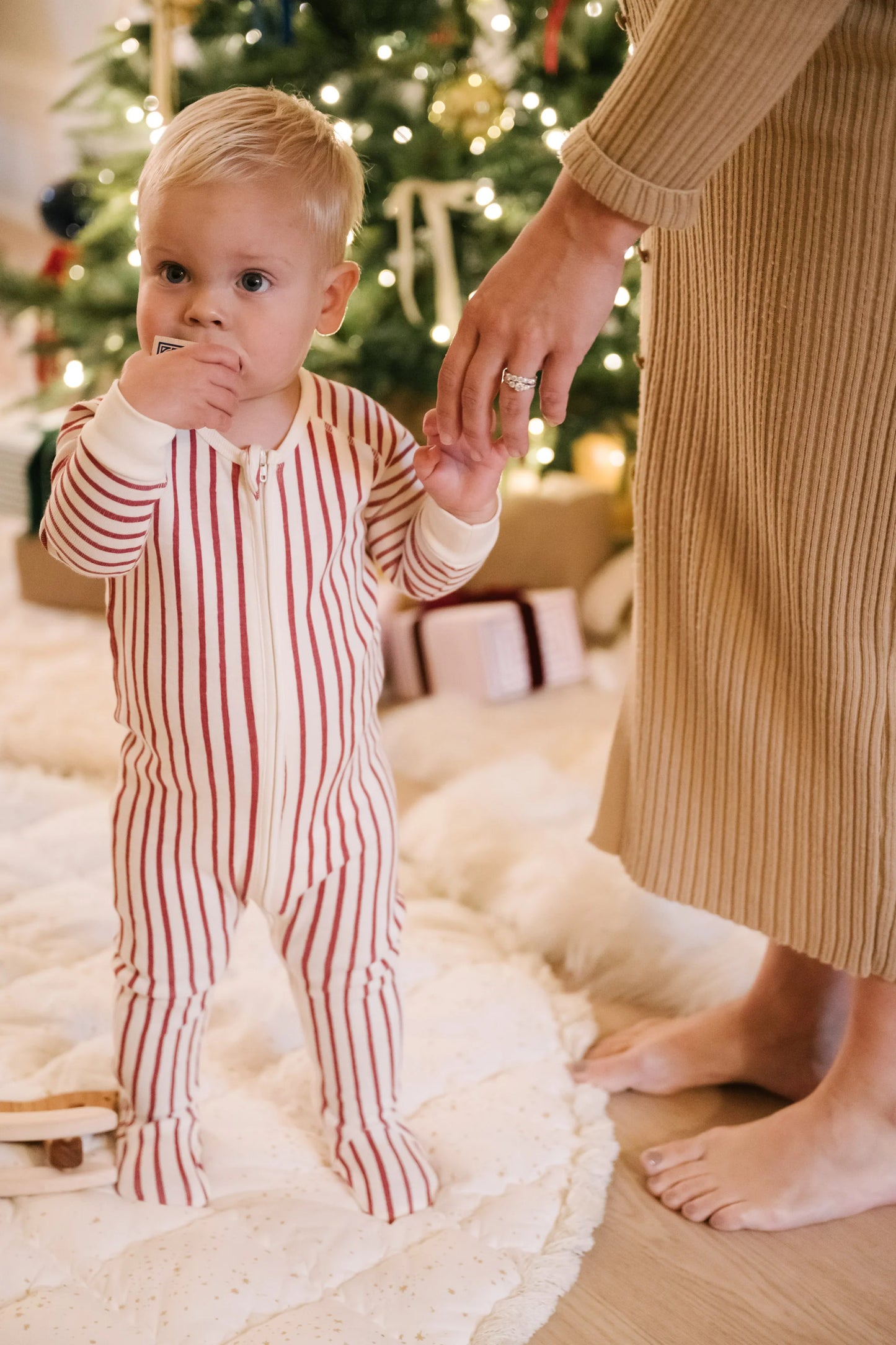 Ribbed Baby Sleeper - Stripes Away Berry