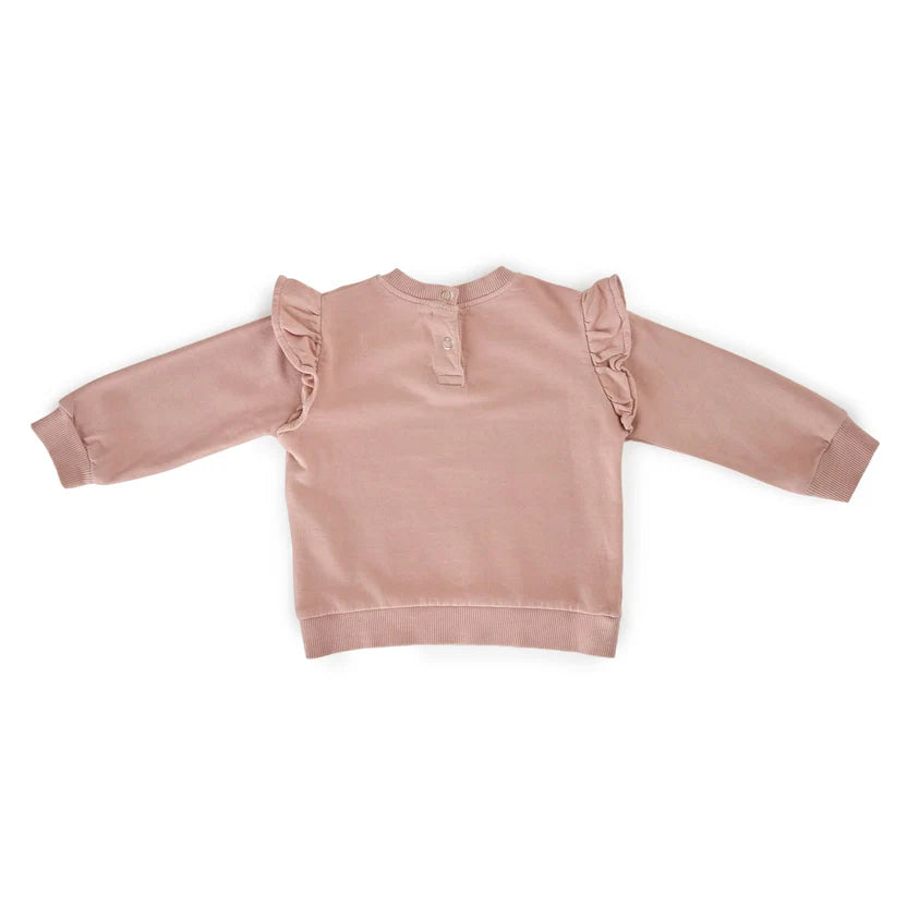 French Terry Ruffle Sweatshirt - Soft Peony