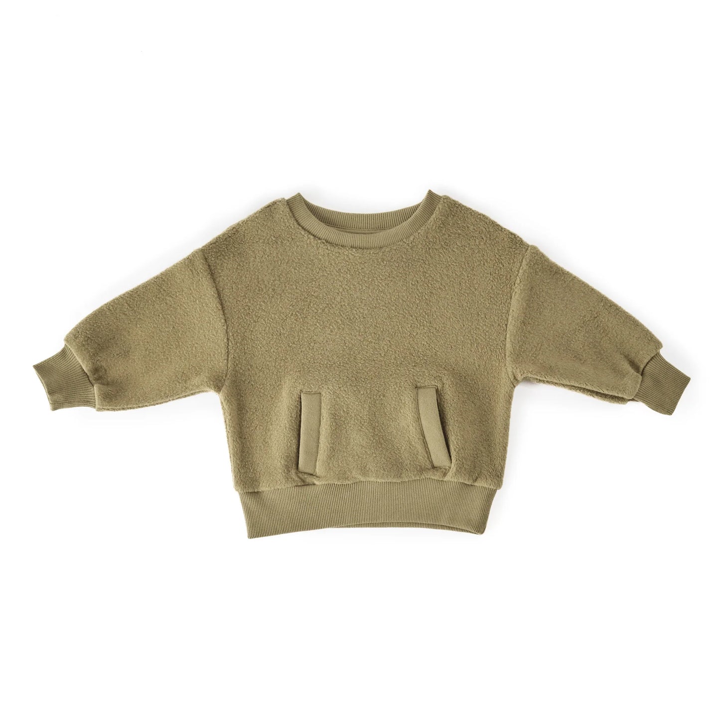 Teddy Fleece Dropped Shoulder Sweatshirt - Moss