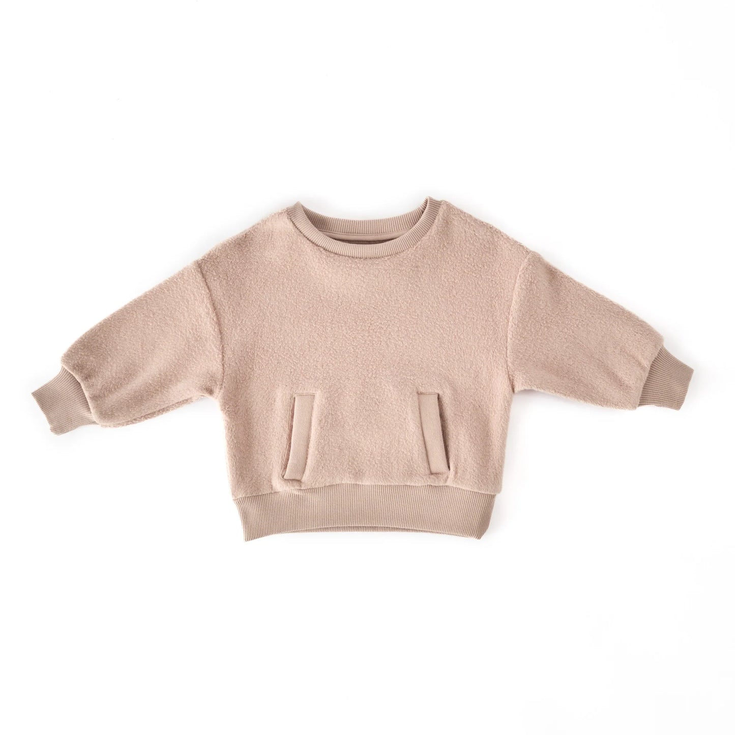 Teddy Fleece Dropped Shoulder Sweatshirt - Rose Pink