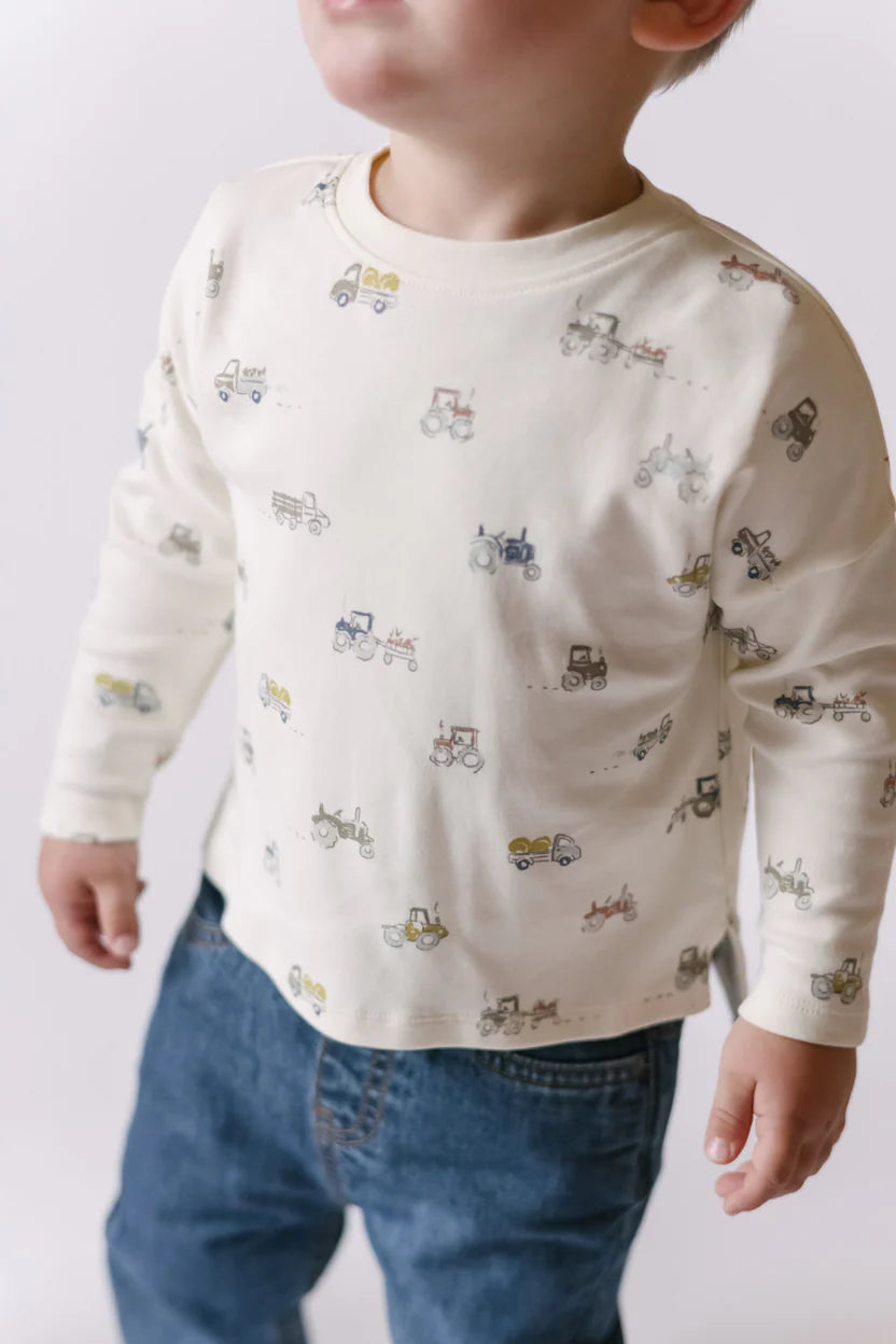 Dropped Shoulder Long Sleeve Toddler Top - Field Work