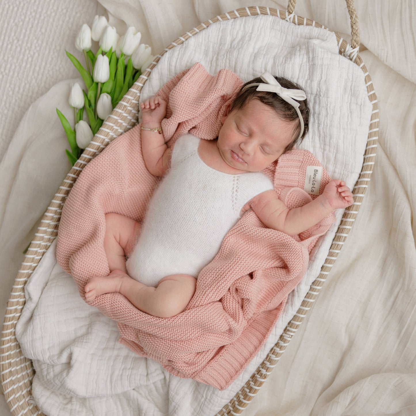 100% Organic Luxury Cotton Swaddle Receiving Baby Blanket: Blush Pink