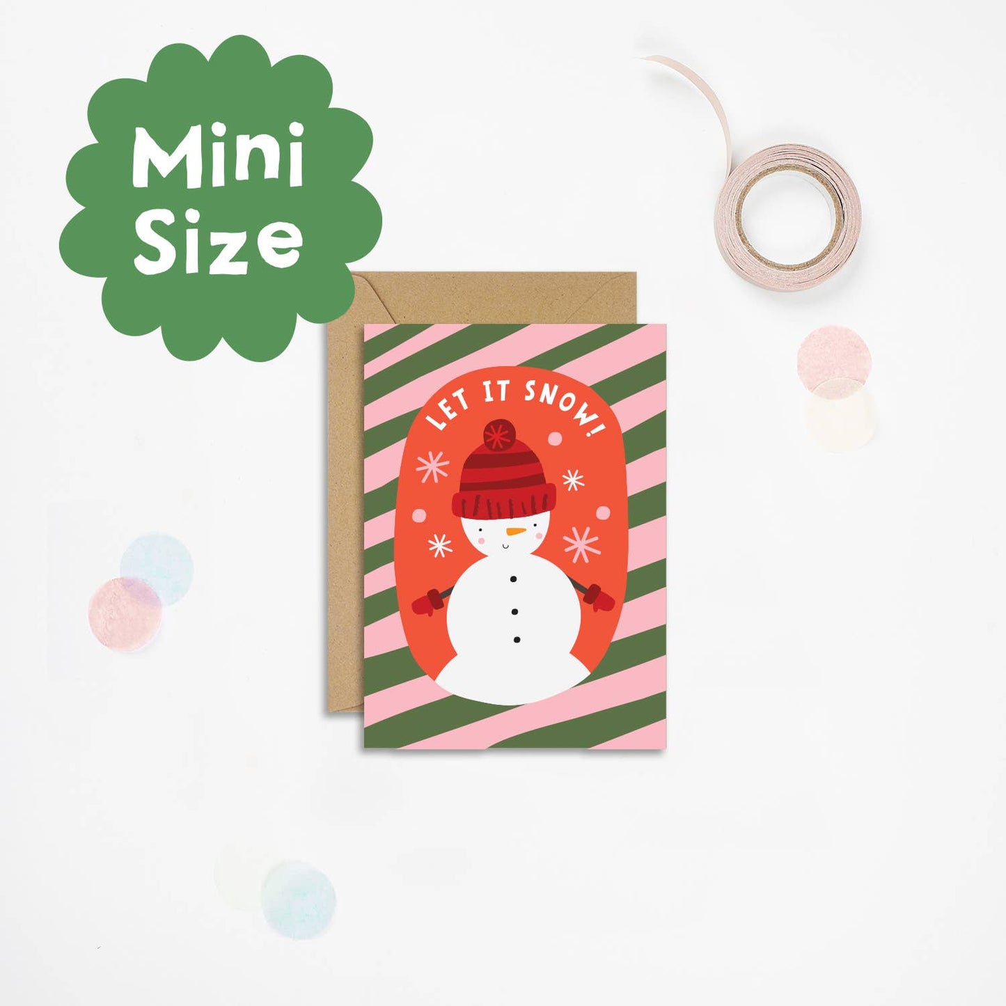 Candy Cane Snowman Mini Christmas Card