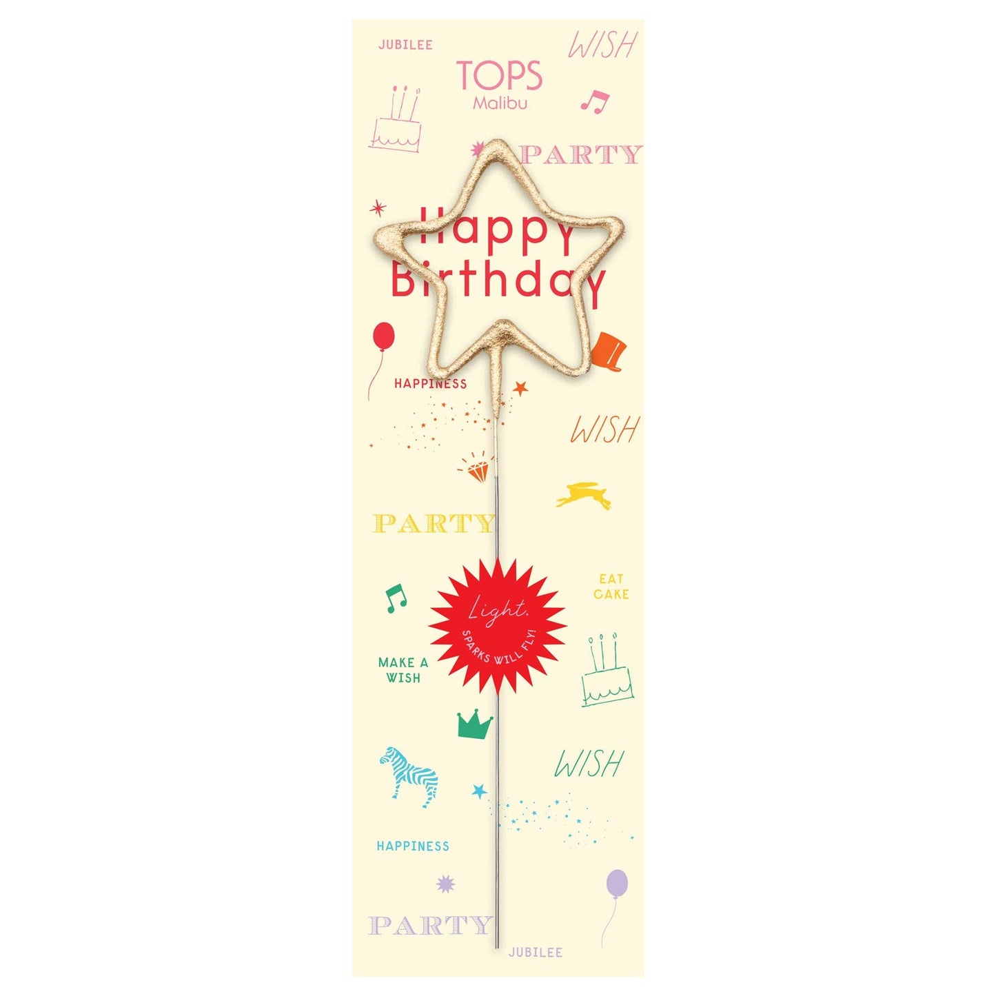 Big 8" Gold Star Sparkler Wand Card - "Happy Birthday"