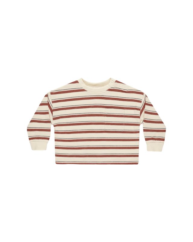 Relaxed Long Sleeve Tee || Brick Stripe