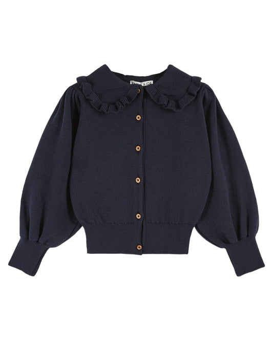 Marine Ruffled Collar Cardigan