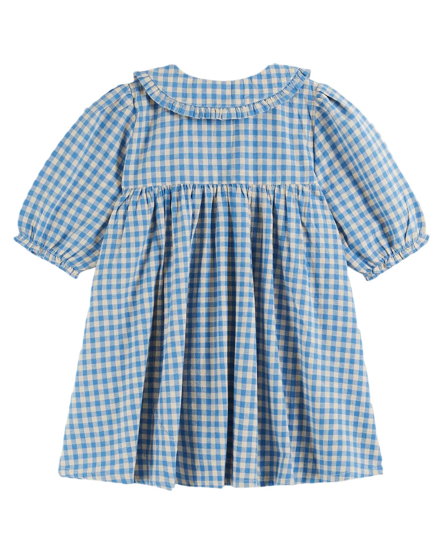 BLUE GINGHAM LOOSE-FITTING DRESS