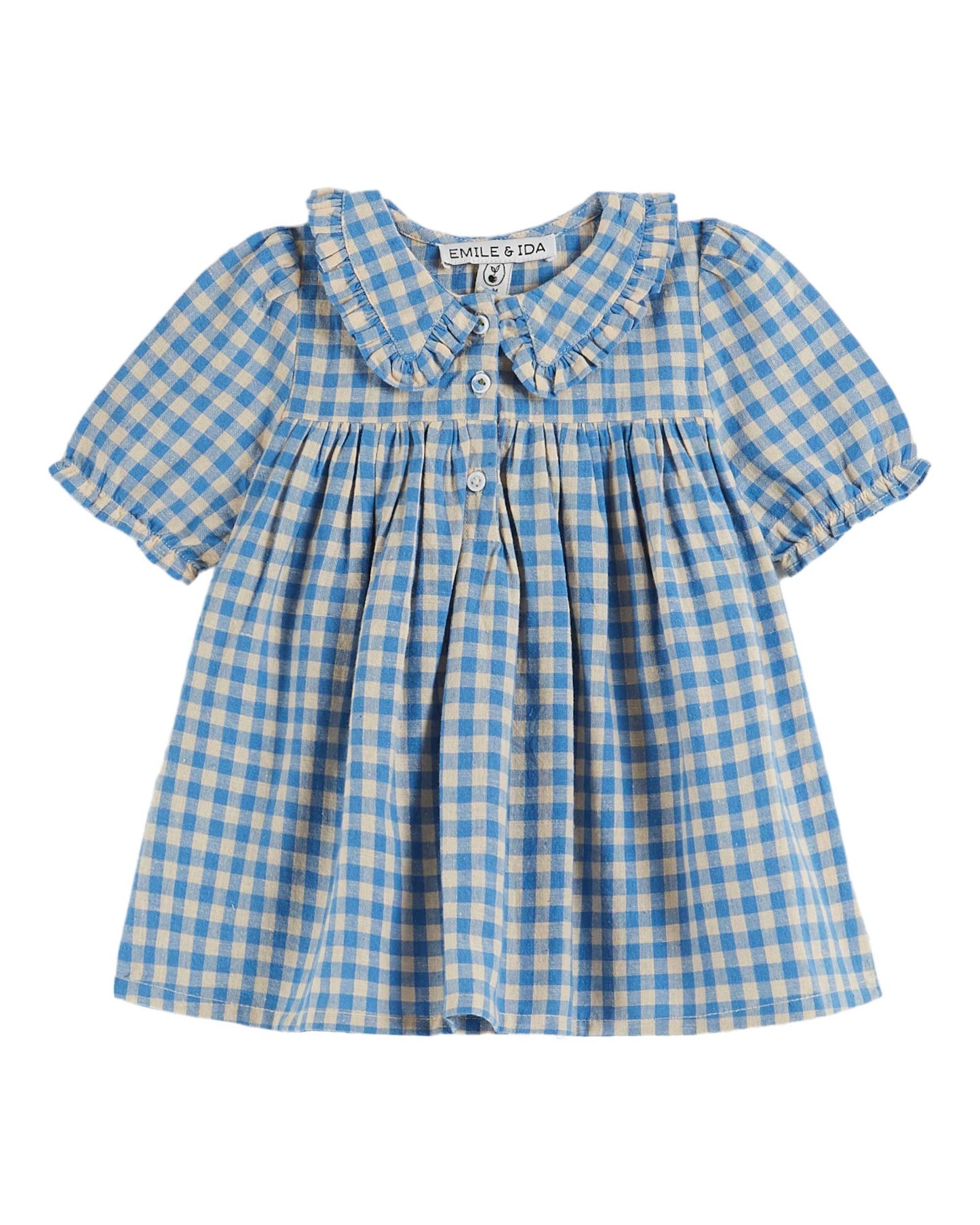 BLUE GINGHAM LOOSE-FITTING DRESS