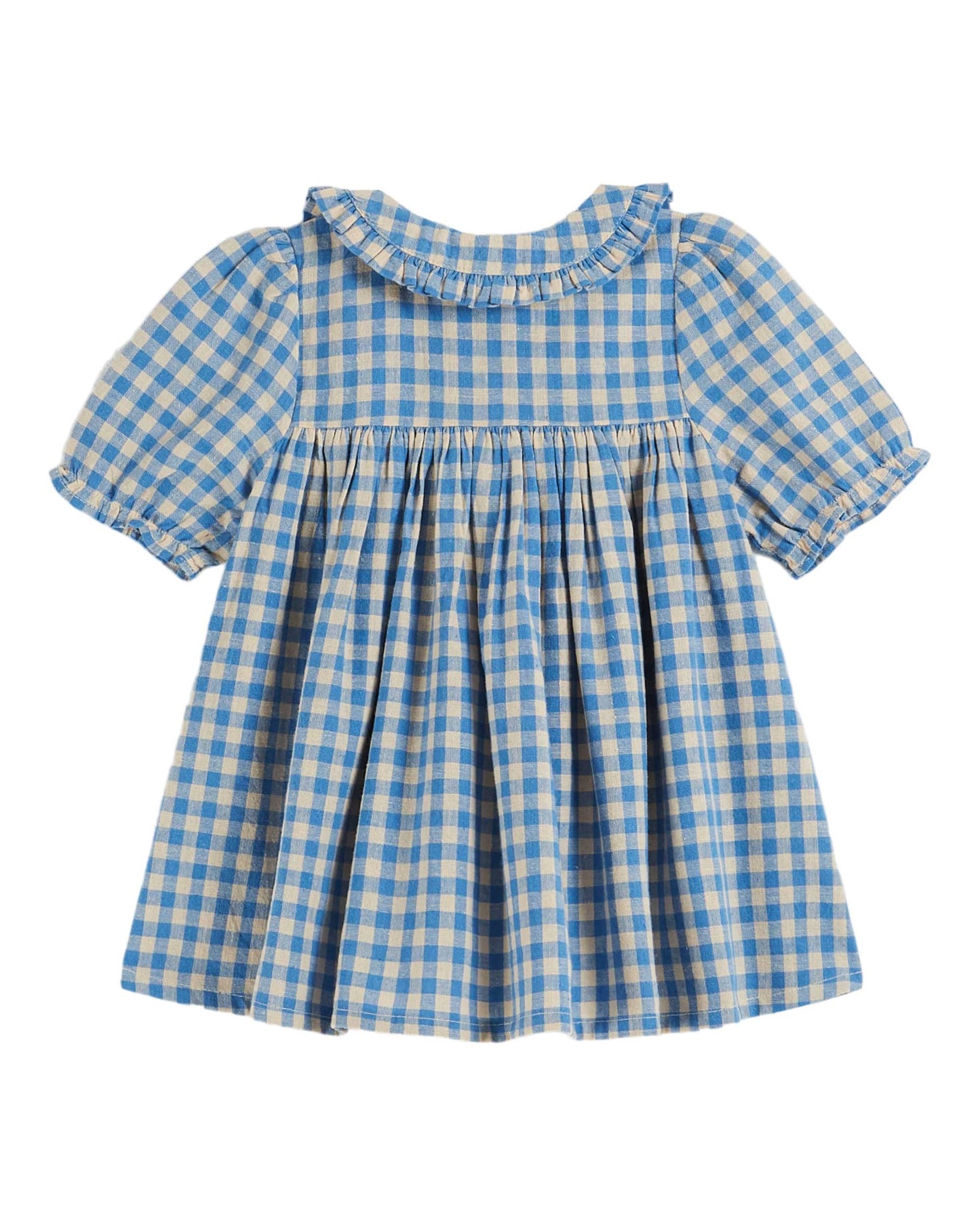 BLUE GINGHAM LOOSE-FITTING DRESS