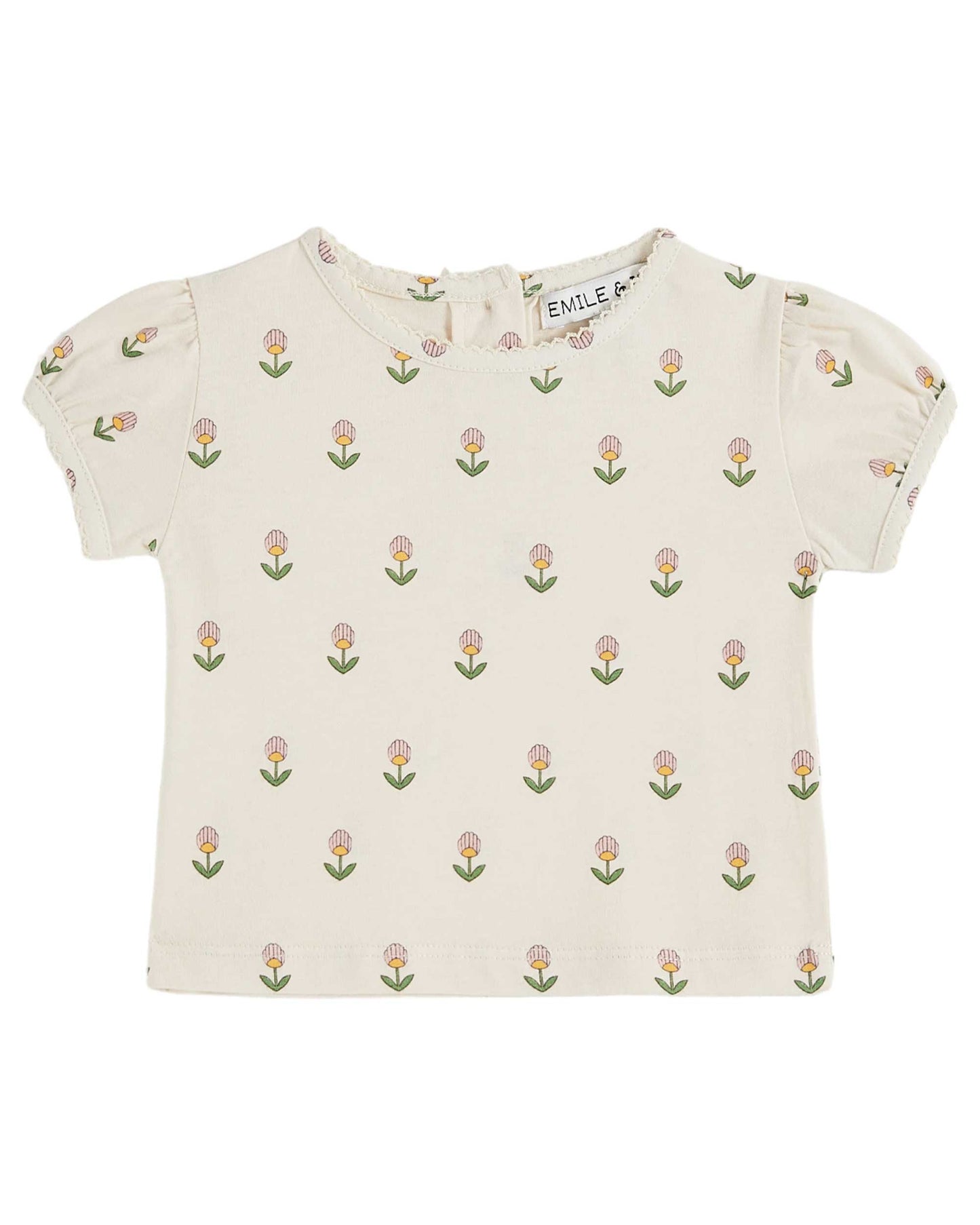 Tee Shirt Picote Imprime - Fleurs Douce