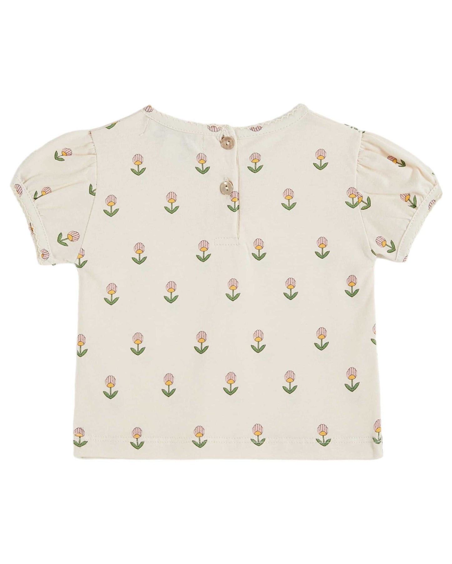 Tee Shirt Picote Imprime - Fleurs Douce