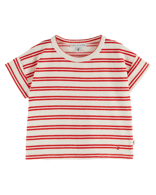 RED STRIPES TERRY T-SHIRT