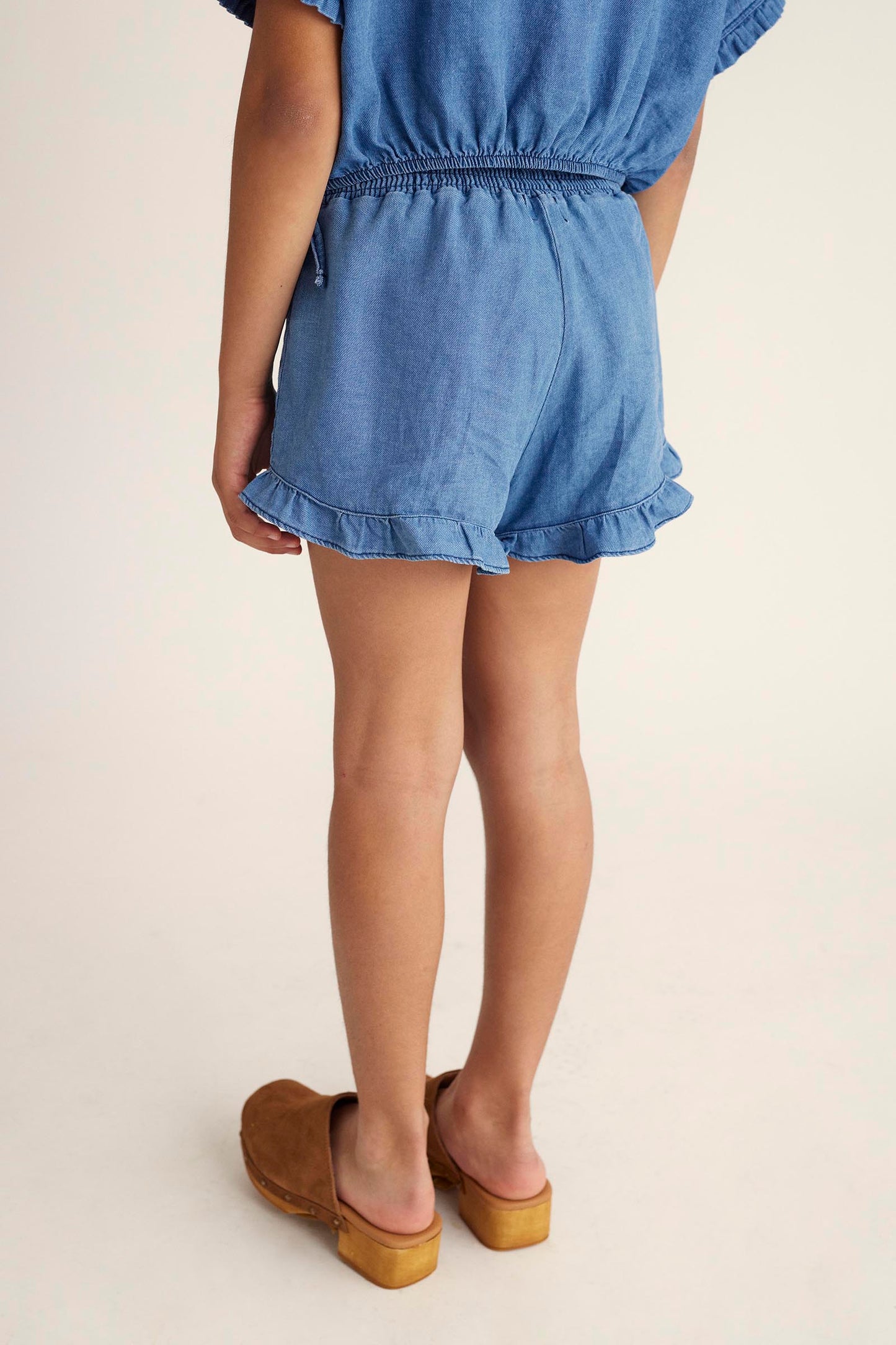 Twill Denim Shorts - Blue