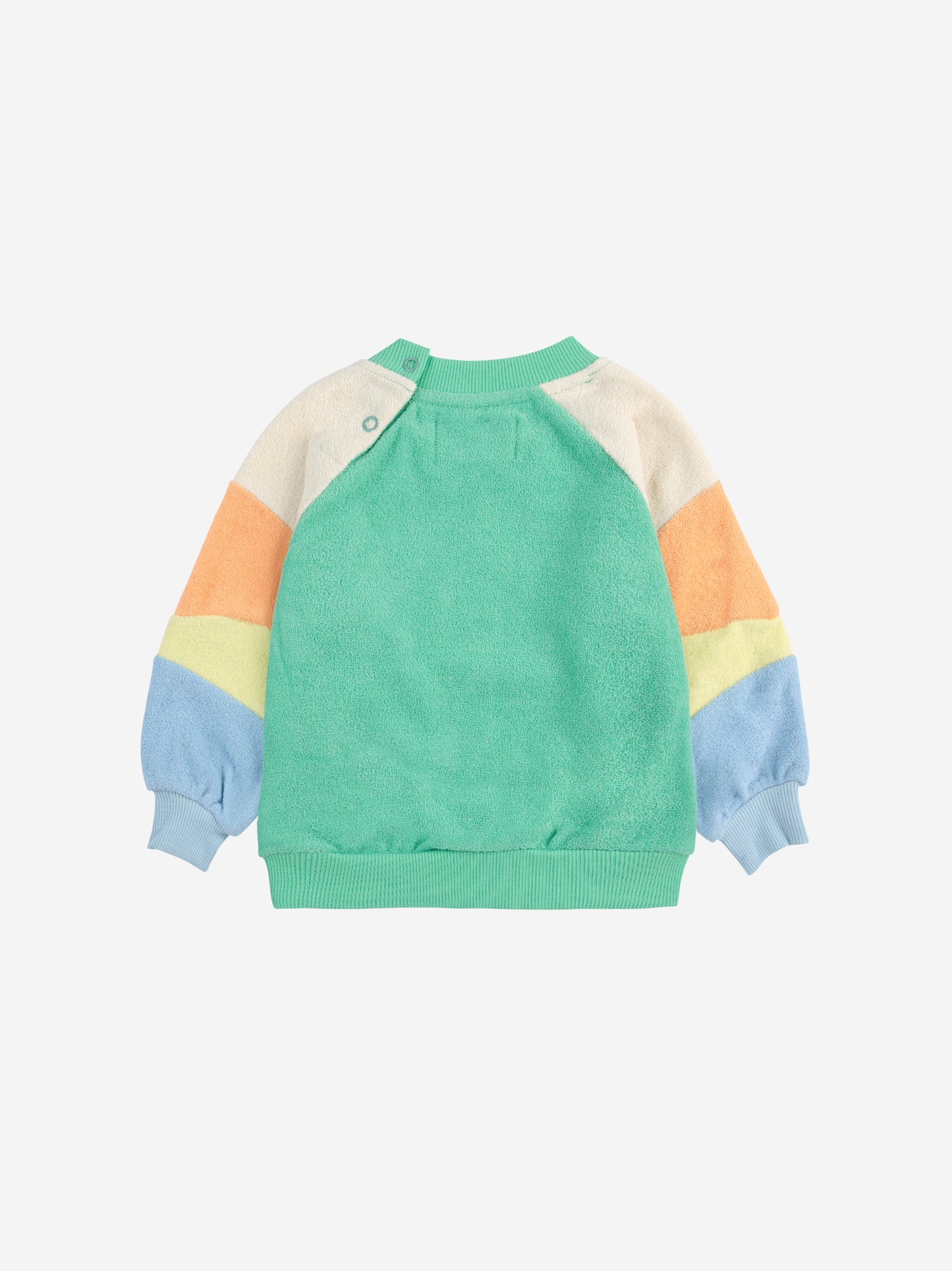 Green Color Block Terry Cloth Sweatshirt