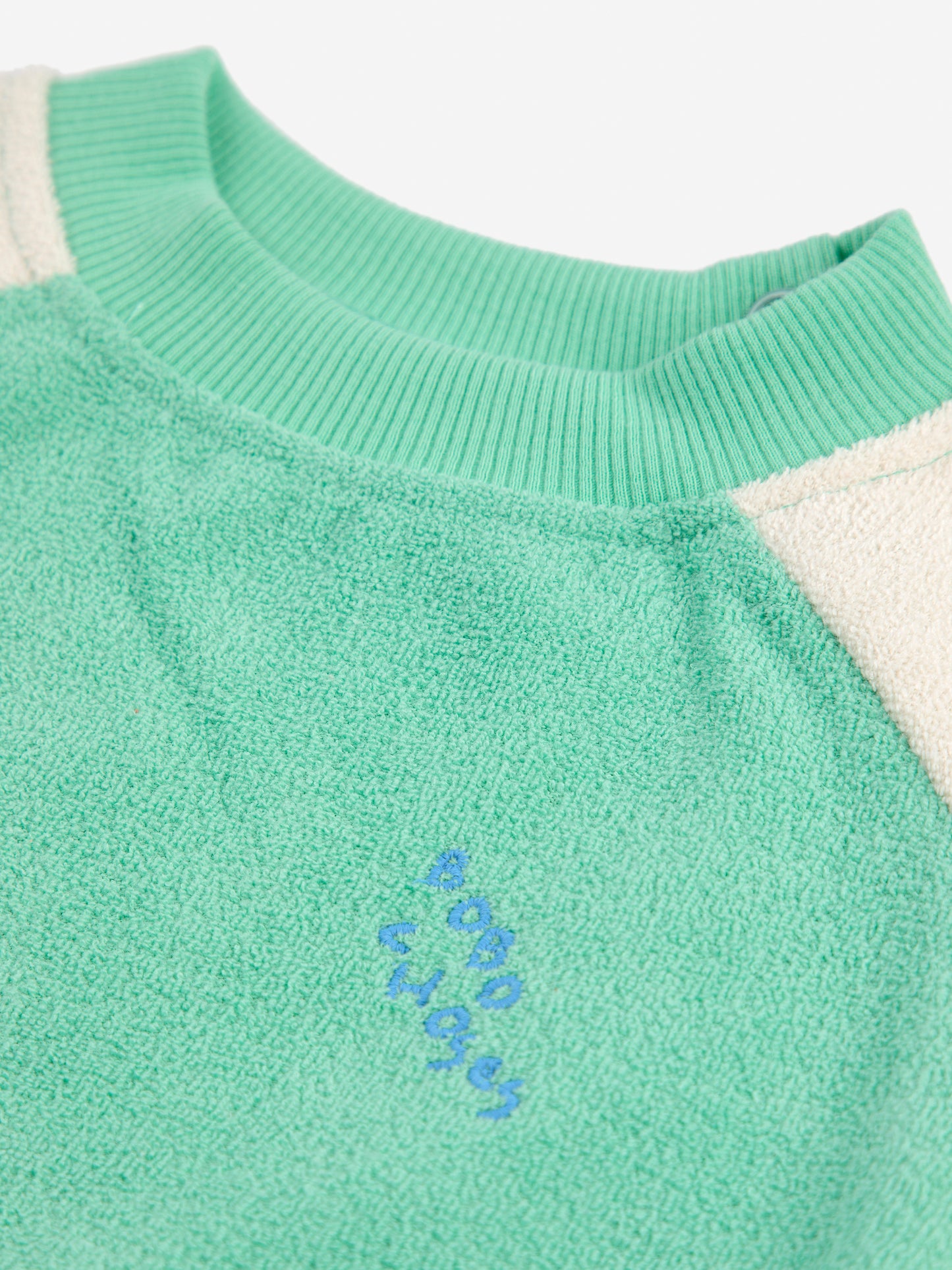 Green Color Block Terry Cloth Sweatshirt