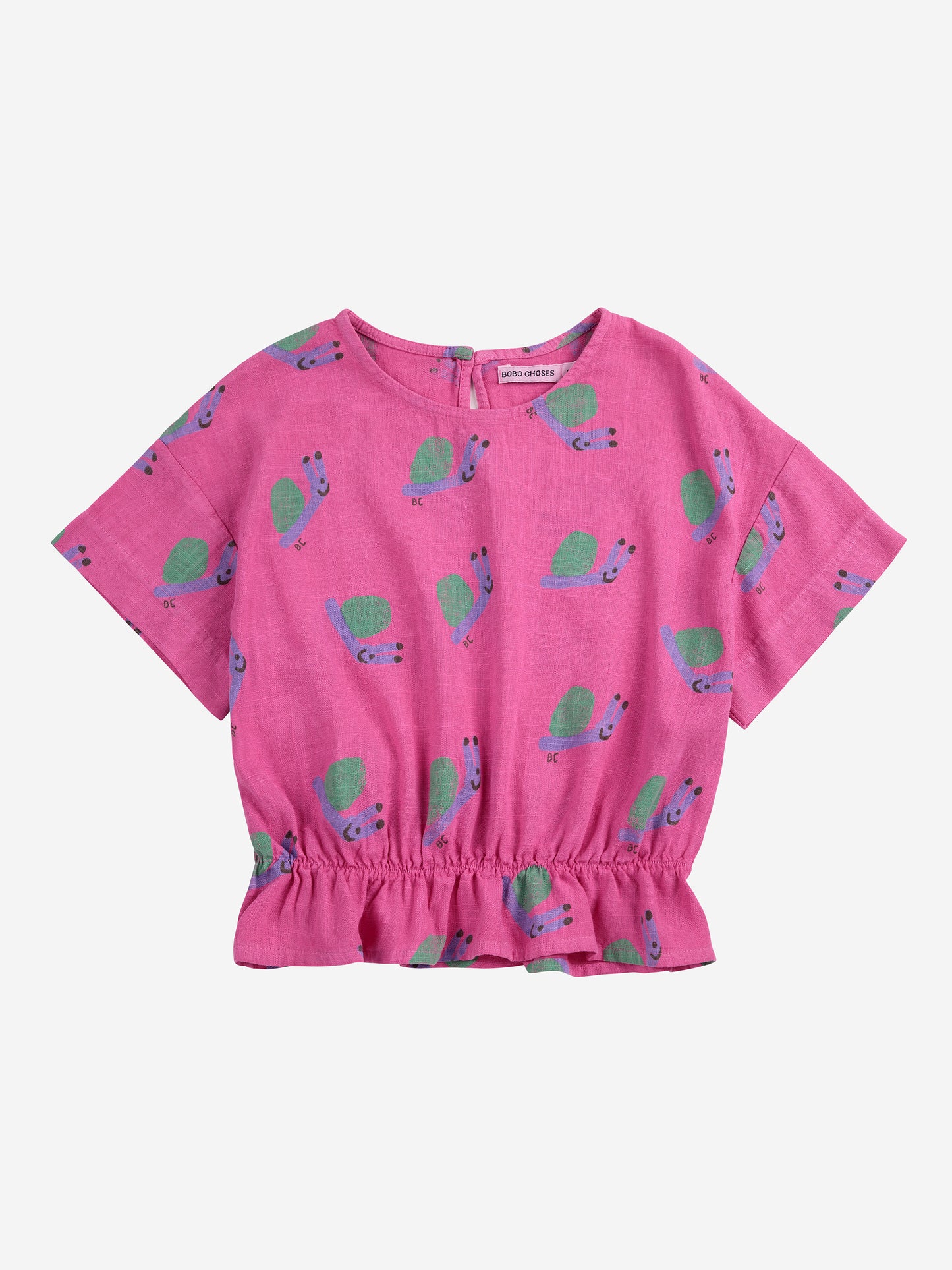 Funny Snail All Over Woven Blouse - Fuchsia