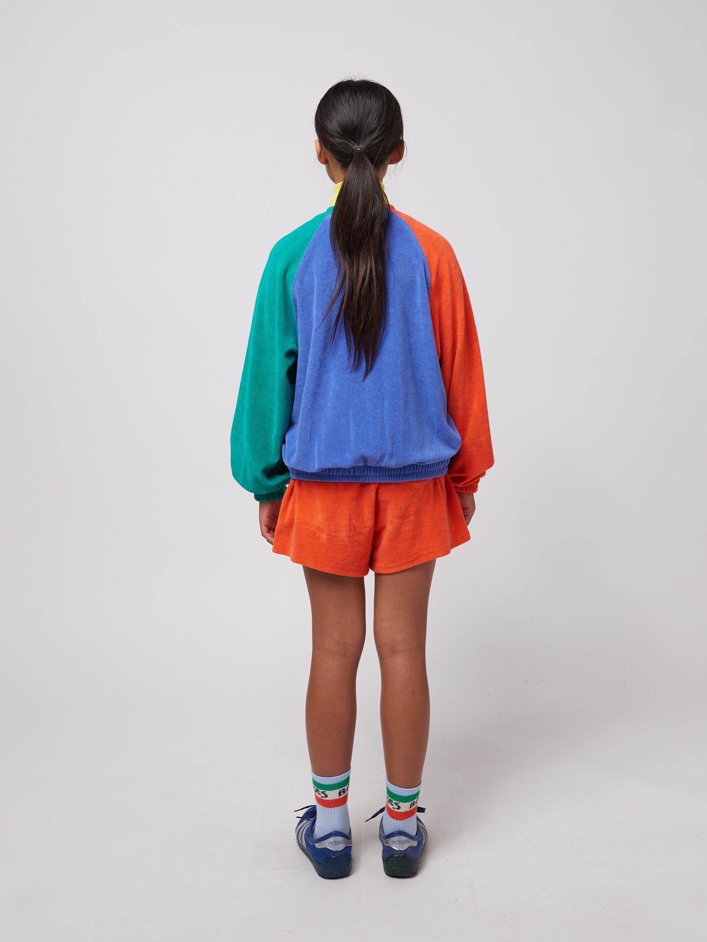 Smiling Color Block Terry Cloth Zipped Sweatshirt