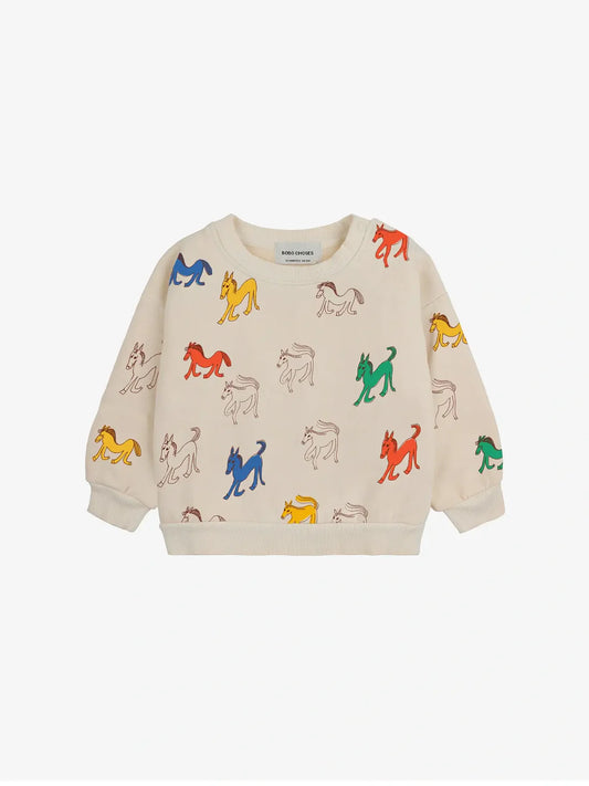 Baby Wonder Horse All Over Sweatshirt Offwhite