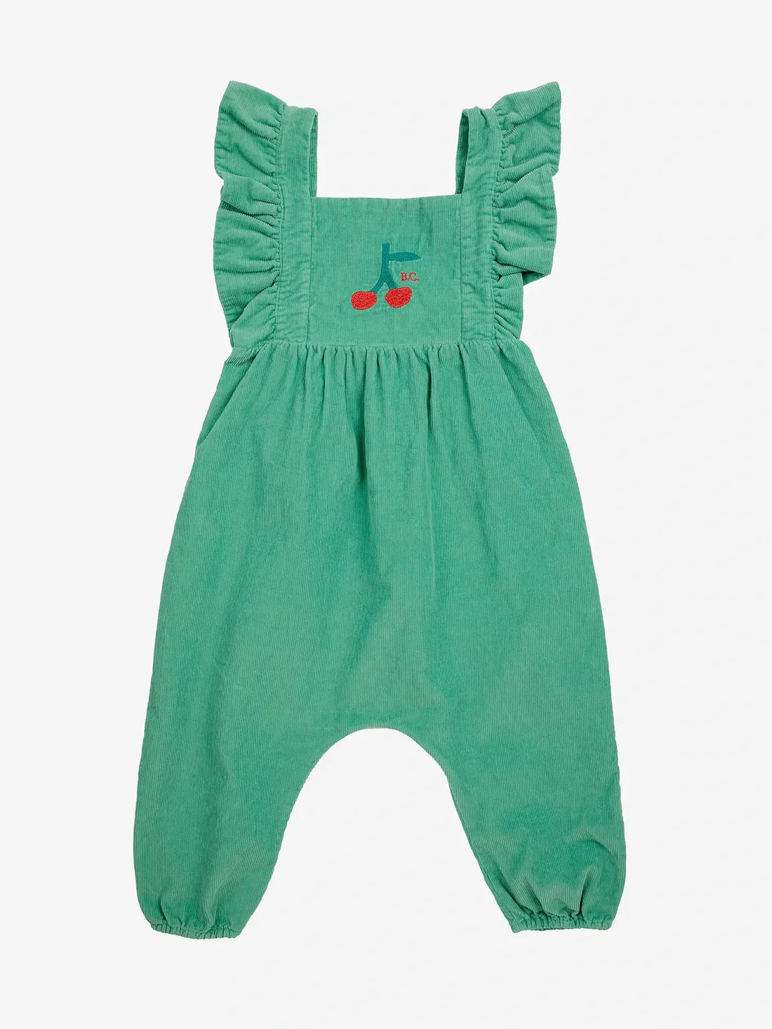 Baby Cherry Micro Corduroy Overall Green