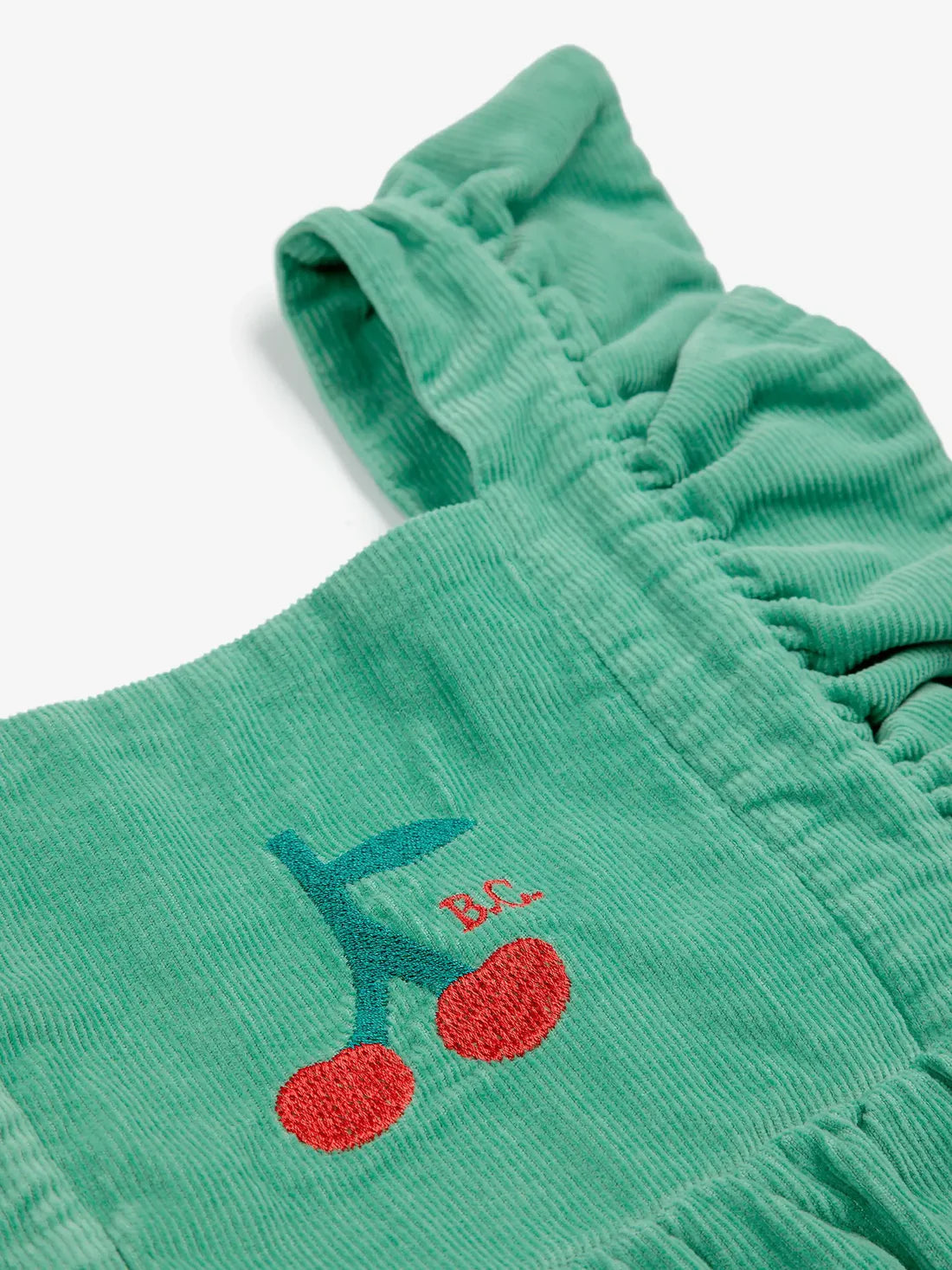 Baby Cherry Micro Corduroy Overall Green