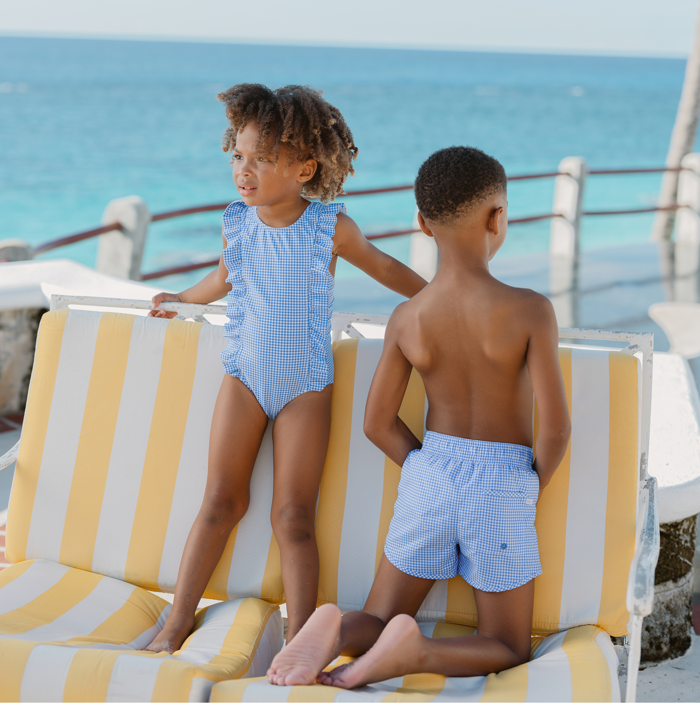 Boys Sky Blue Gingham Boardie