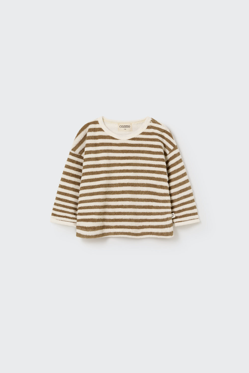 Organic Striped Toweling Baby Sweatshirt - Coffee