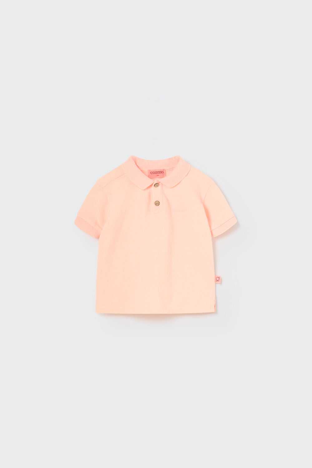 Cotton Pique Baby Polo Shirt - Neon Coral