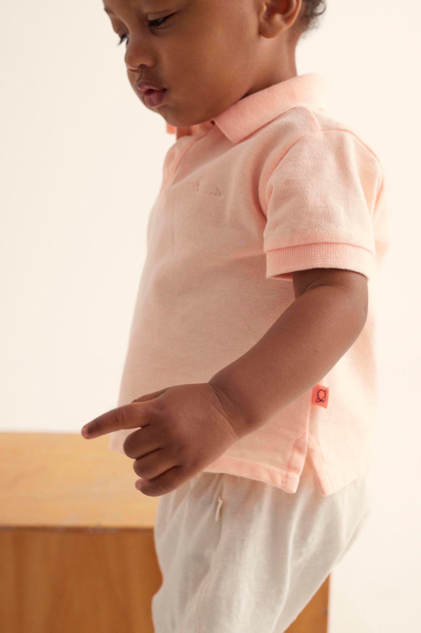 Cotton Pique Baby Polo Shirt - Neon Coral