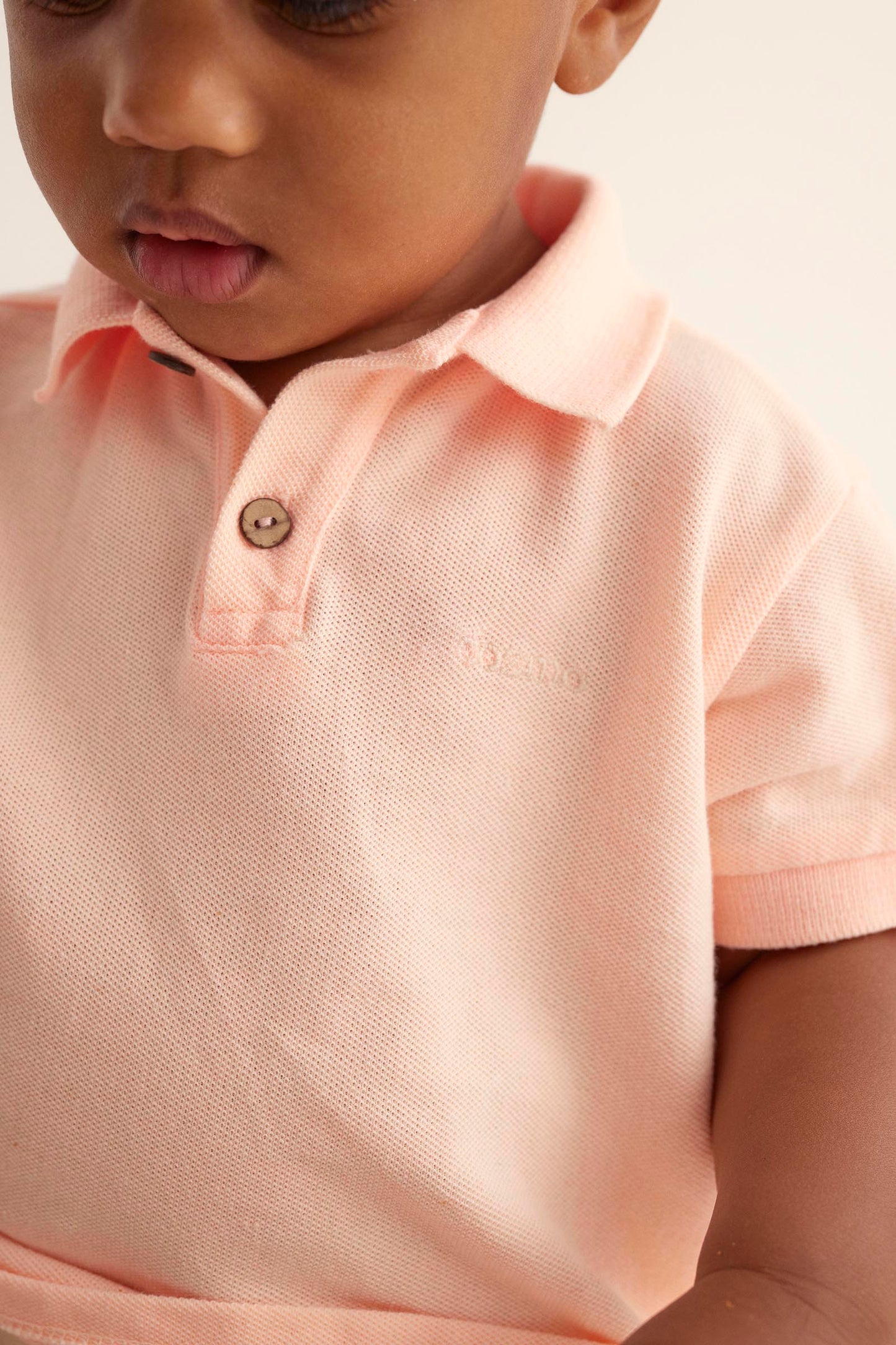 Cotton Pique Baby Polo Shirt - Neon Coral