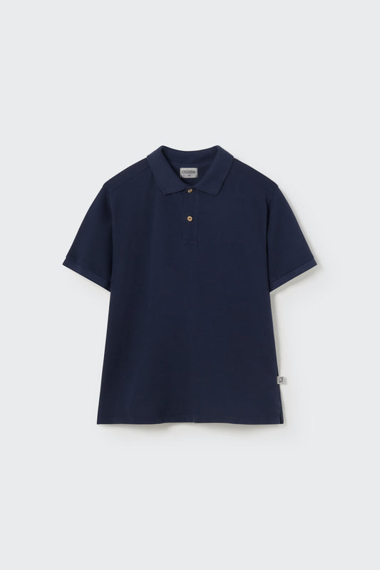 Cotton Pique Polo Shirt- Navy