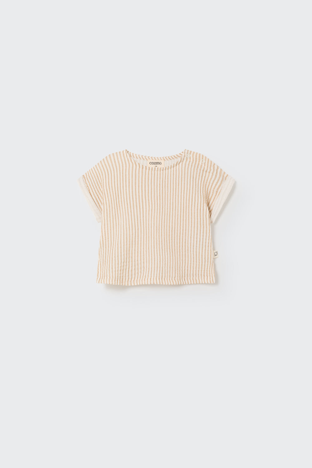 Striped Gauze Baby Top - Coffee