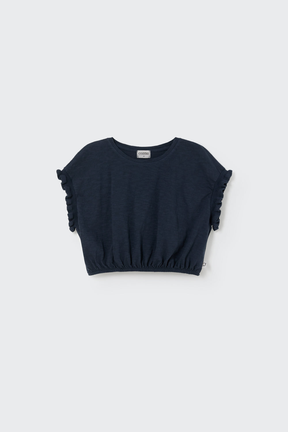 Organic Slub Ruffle Tshirt - Navy