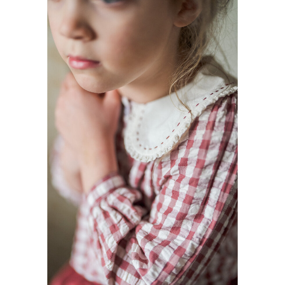 Smocked Catherine Blouse - Seersucker Gingham in Apple