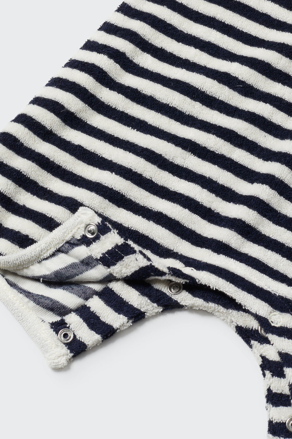 Organic Striped Toweling Baby Jumpsuit - Navy