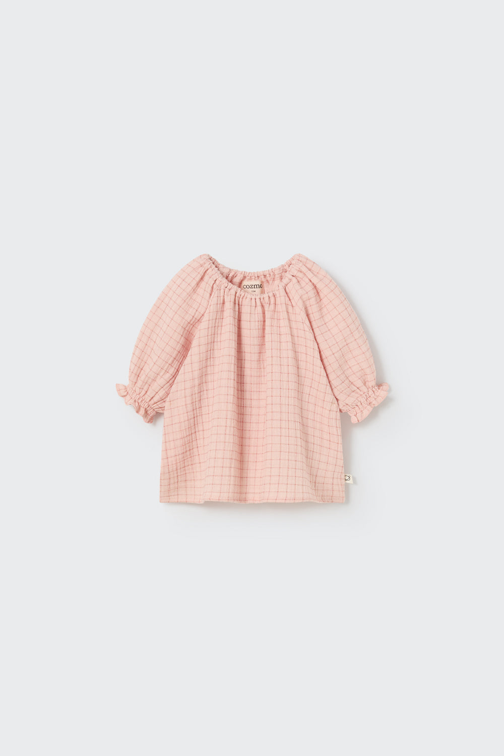 Organic Plaid Gauze Baby Top - Crystal Pink